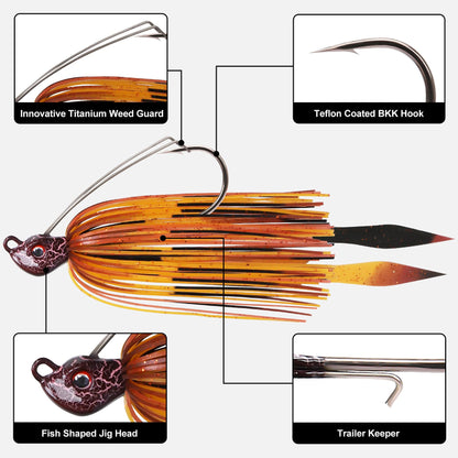 Titanium Weed Guard Swim Jig Fishing Lures with Ultra Smooth Teflon Coated BKK Hook - Lwiis