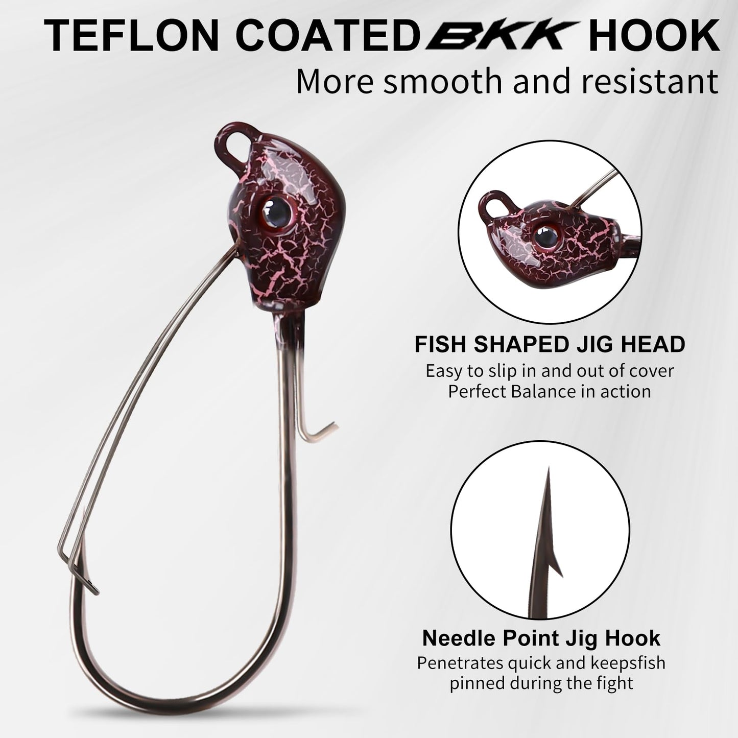 Titanium Weed Guard Swim Jig Fishing Lures with Ultra Smooth Teflon Coated BKK Hook - Lwiis