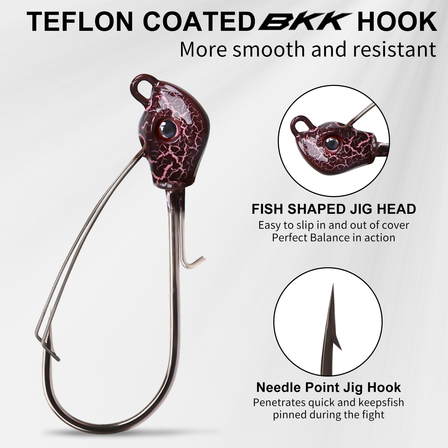 Titanium Weed Guard Swim Jig Fishing Lures with Ultra Smooth Teflon Coated BKK Hook - Lwiis