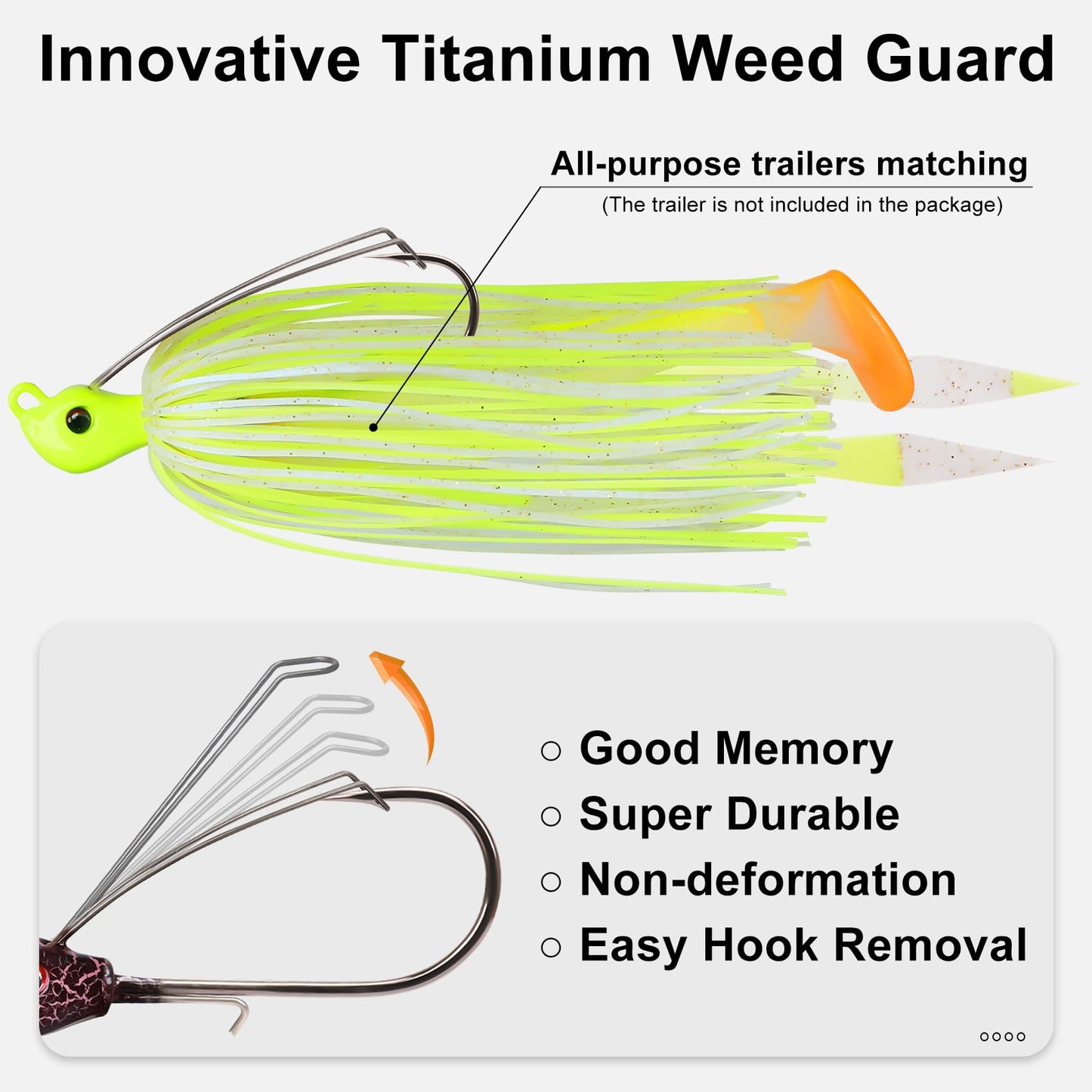 Titanium Weed Guard Swim Jig Fishing Lures with Ultra Smooth Teflon Coated BKK Hook - Lwiis