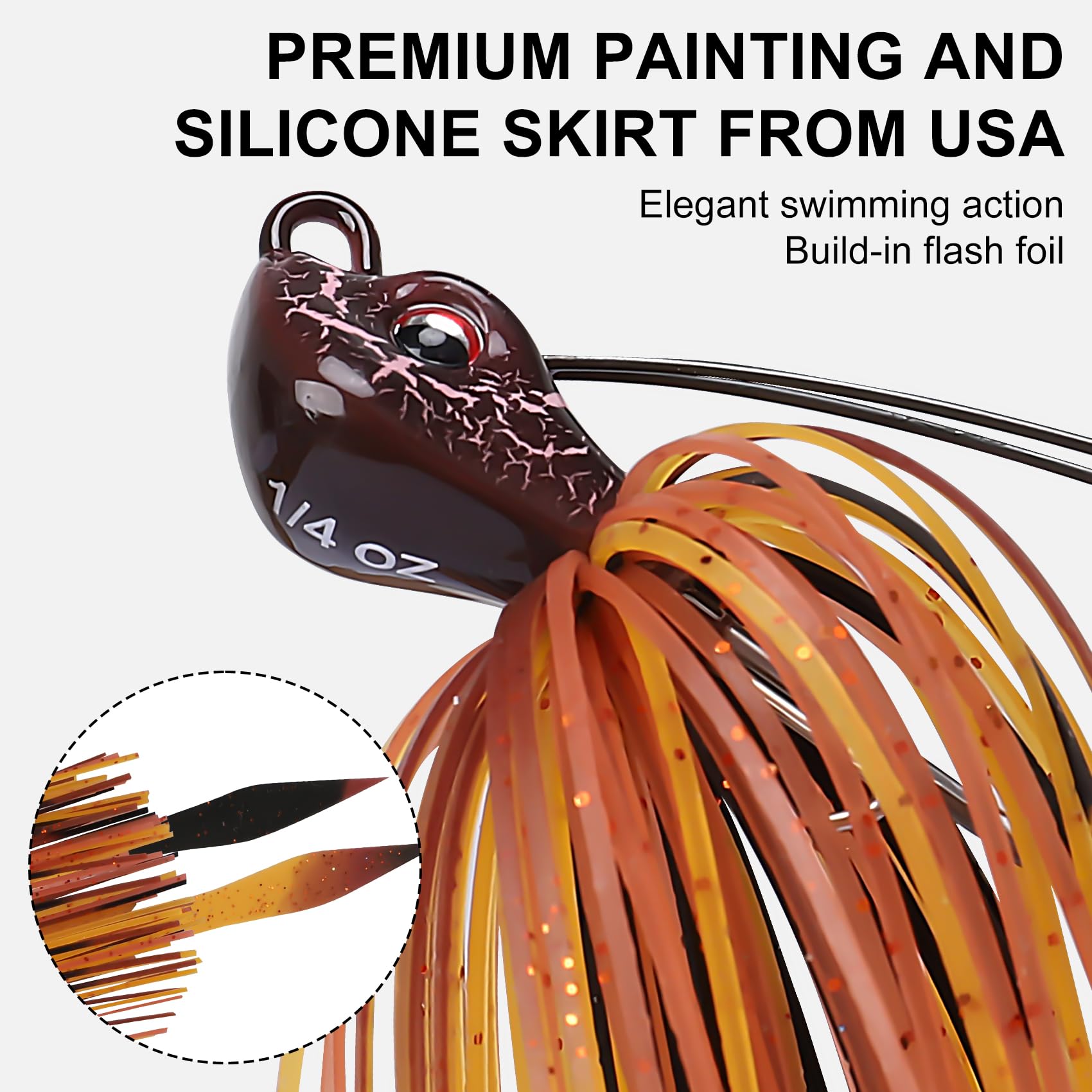 Titanium Weed Guard Swim Jig Fishing Lures with Ultra Smooth Teflon Coated BKK Hook - Lwiis