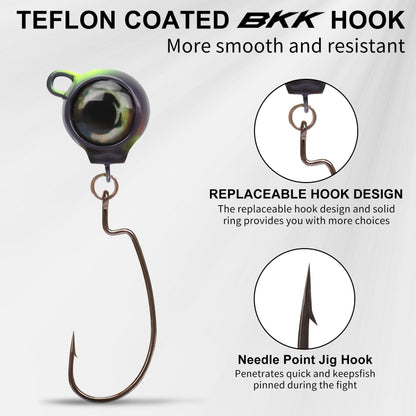 Swim Jig Fishing Lures with Ultra Smooth Teflon Coated BKK Hook - Lwiis