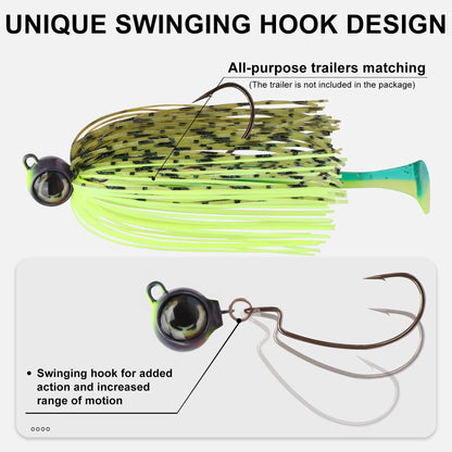 Swim Jig Fishing Lures with Ultra Smooth Teflon Coated BKK Hook - Lwiis