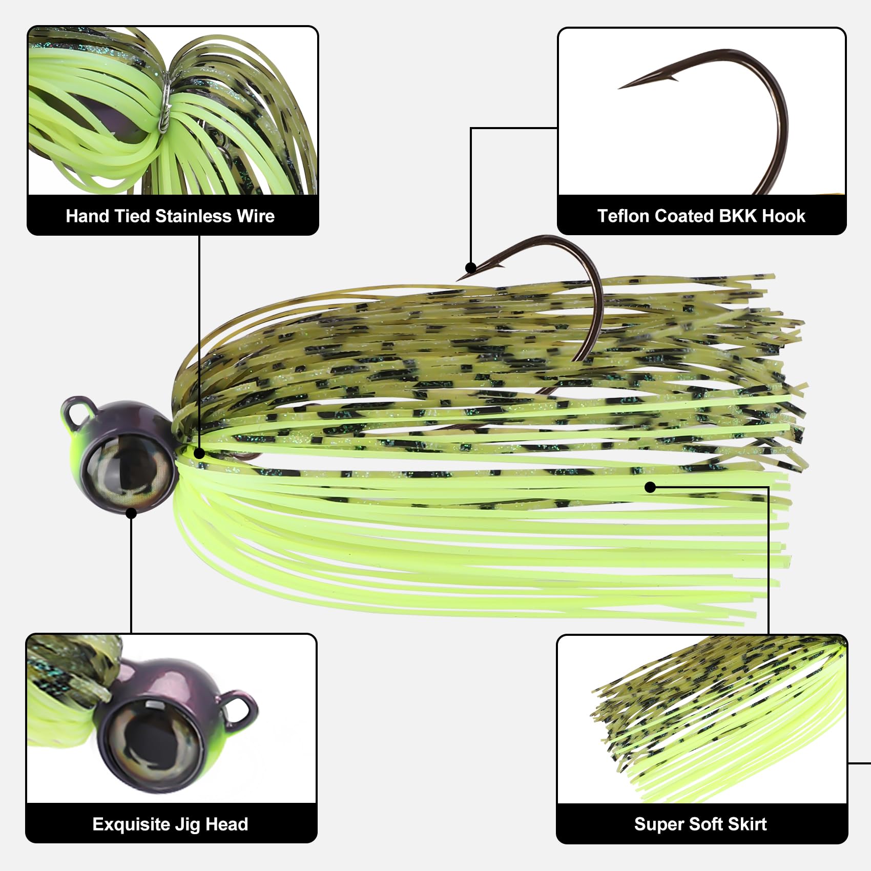 Swim Jig Fishing Lures with Ultra Smooth Teflon Coated BKK Hook - Lwiis