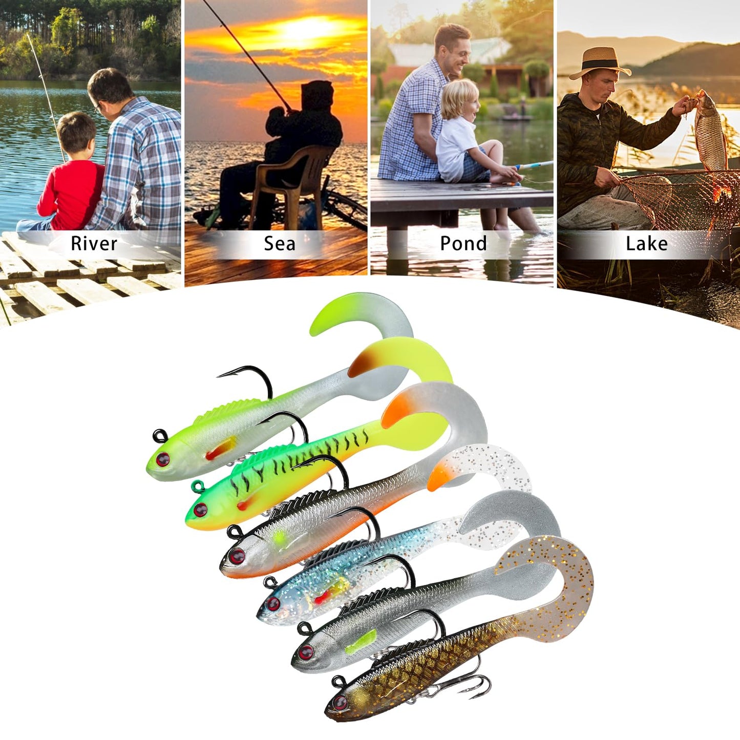 Fishing Lures Lifelike Swimbait for Bass Trout Crappie - Lwiis