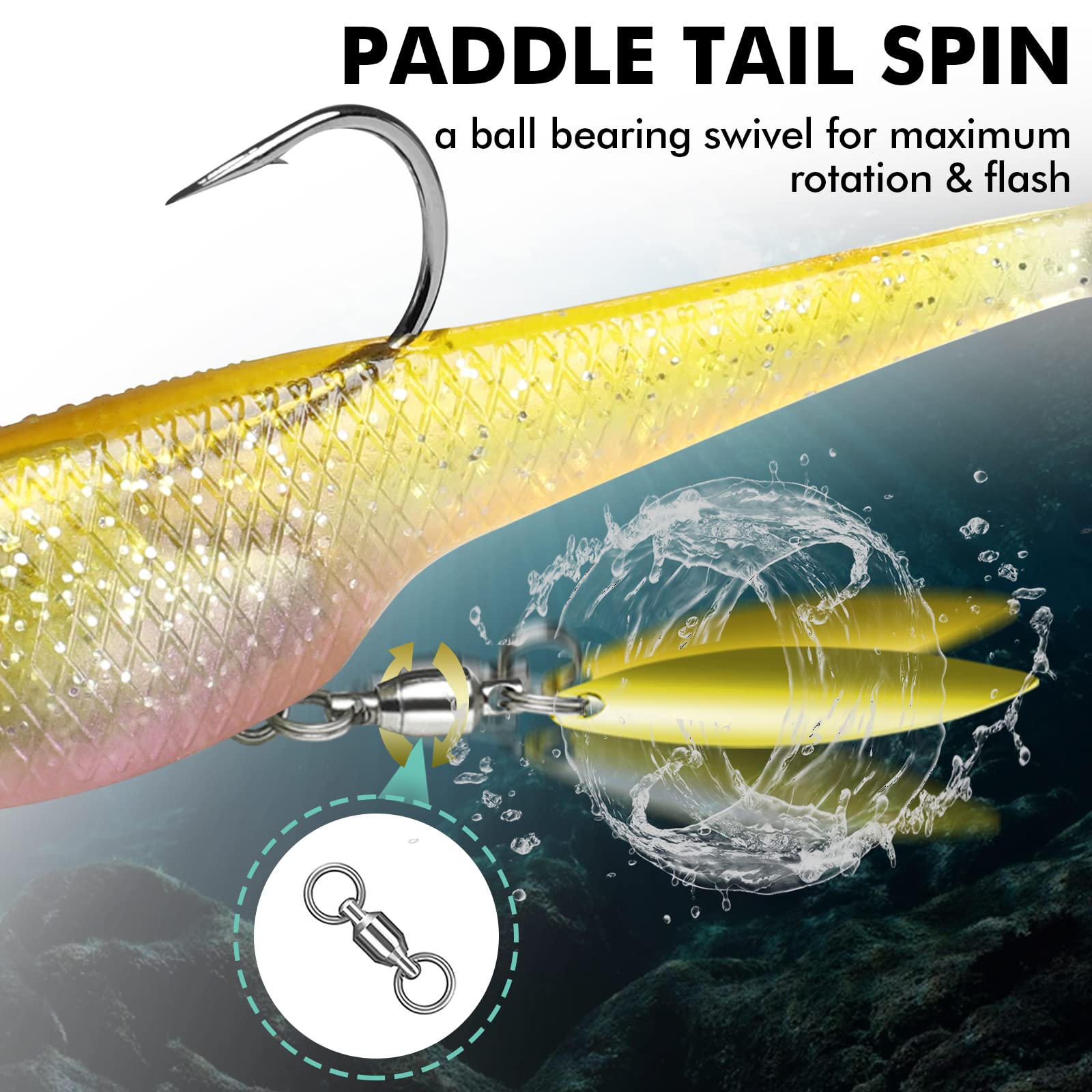 Tadpole Lure Paddle Tail with Spinner - Lwiis
