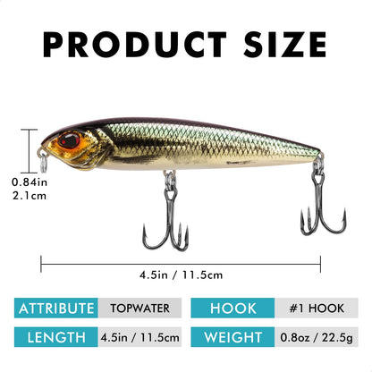 Topwater Recessed Gill Pencil Lure - Lwiis