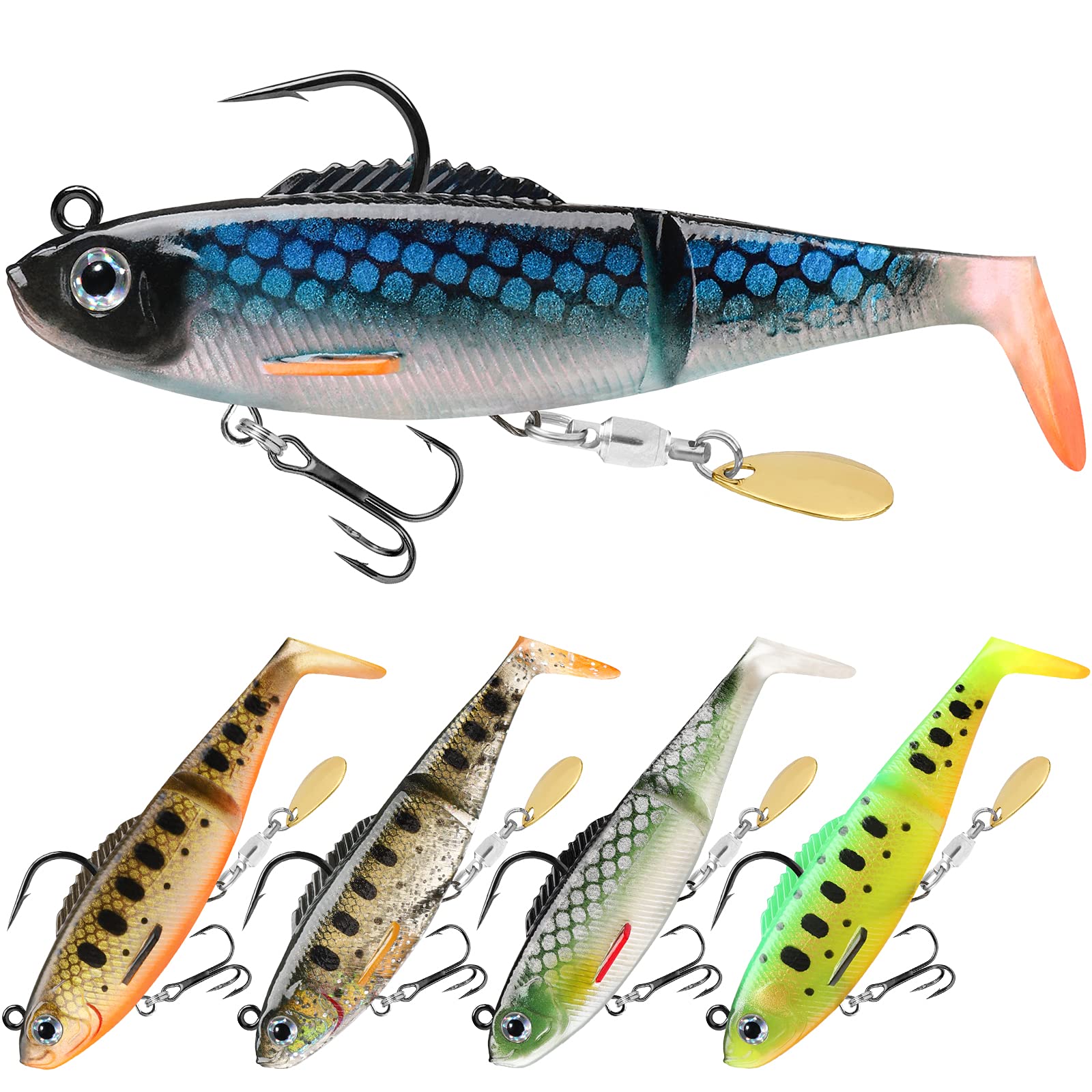 Soft Glide Bait Paddle Tail Swimbait with Spinner - Lwiis