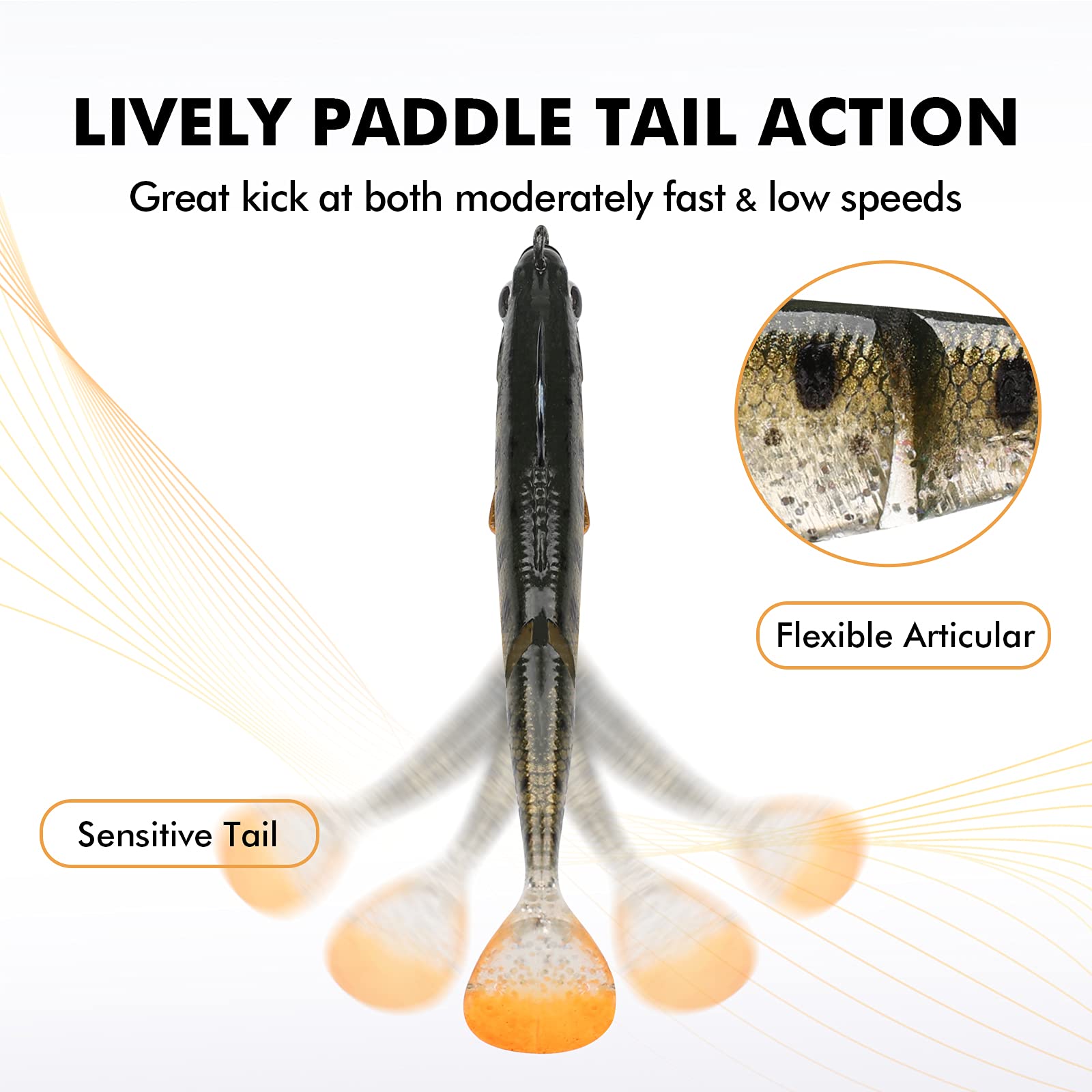 Soft Glide Bait Paddle Tail Swimbait with Spinner - Lwiis
