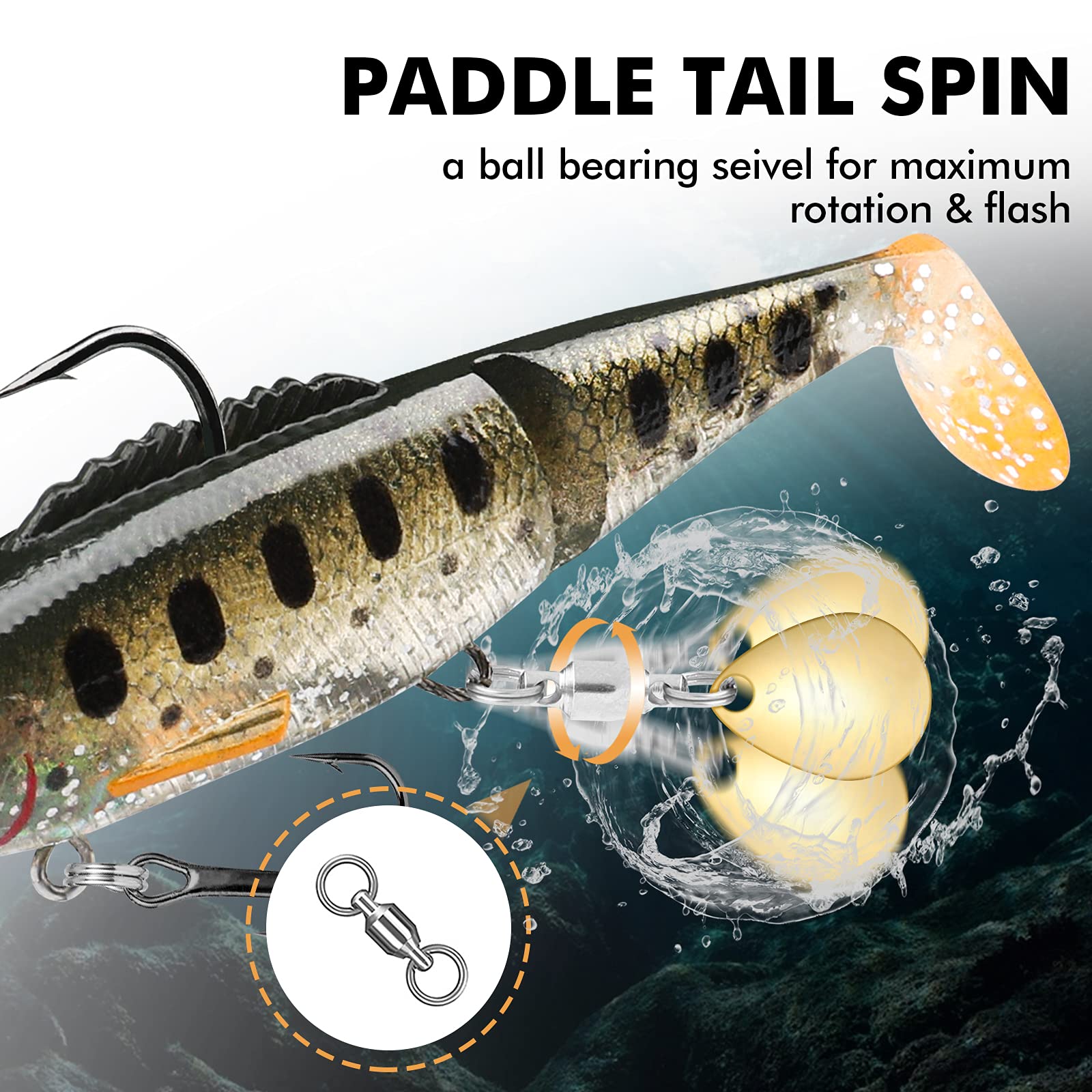 Soft Glide Bait Paddle Tail Swimbait with Spinner - Lwiis