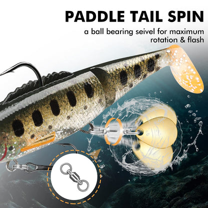 Soft Glide Bait Paddle Tail Swimbait with Spinner - Lwiis