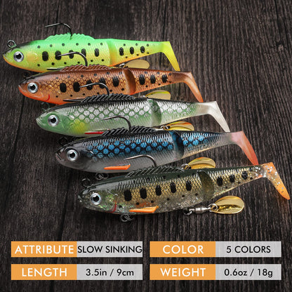 Soft Glide Bait Paddle Tail Swimbait with Spinner - Lwiis