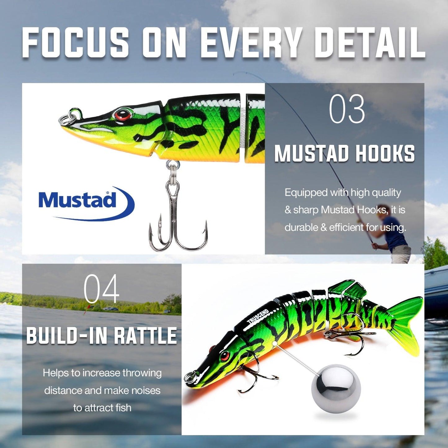 TRUSCEND Bionic Pike Fishing Lure Jointed Swimbait - Truscend Fishing