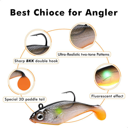 TRUSCEND Paddle Tail Swimbait with Pre-rigged Jig Head - Truscend Fishing