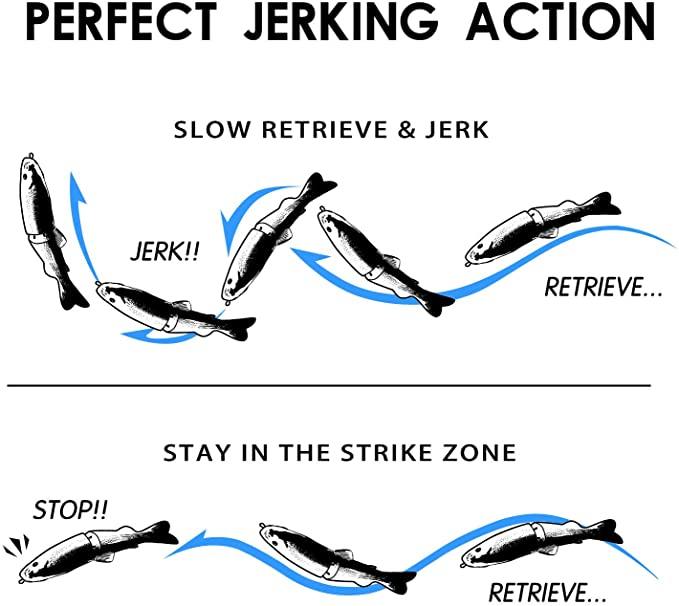 TRUSCEND Trout Jointed Glide Bait Bass Fishing Lure - Truscend Fishing